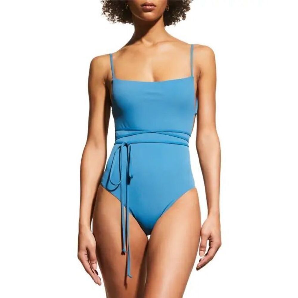 Anemos The K.M. Tie Cheeky One-Piece Swimsuit in Cerulean Blue XL